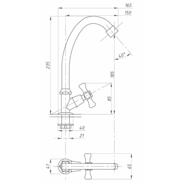 Кран для холодной воды FAUZT FZs-101-17 тип Кр-ЦБА